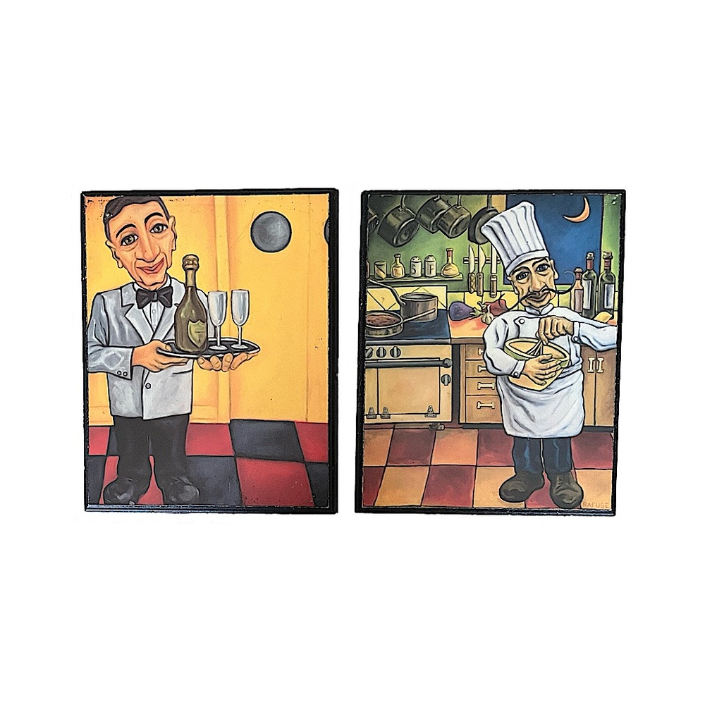 Vintage Set of (2) Will Rafuse 8x10 Wooden Wall Hanging Plaques